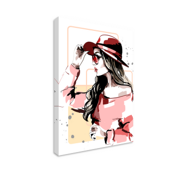 Quadro decorativo para sala Mulher elegante com um chapéu impress - TenStickers