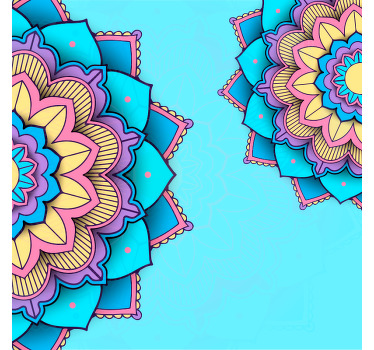 Duas Vinil decorativode lona com padrão colorido de mandala - imagine a elegância que esse desenho de tela instalaria em seu espaço. Original e duradouro.