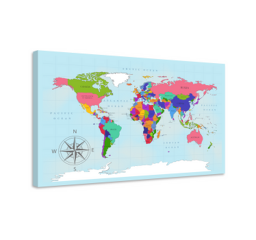 Quadro mapa mundi Mapa do mundo azul - TenStickers