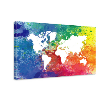 Quadro mapa mundi Sillhouette colorido artístico - TenStickers