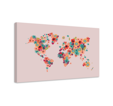 Quadro mapa mundi Flor de desenho animado - TenStickers