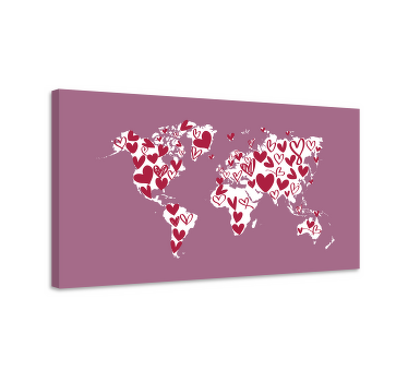 Quadro mapa mundi Amor coração - TenStickers