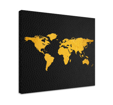Quadro mapa mundi Dourado - TenStickers