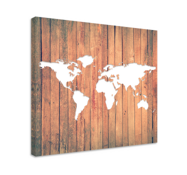 Quadro mapa mundi Prancha de madeira com branco - TenStickers