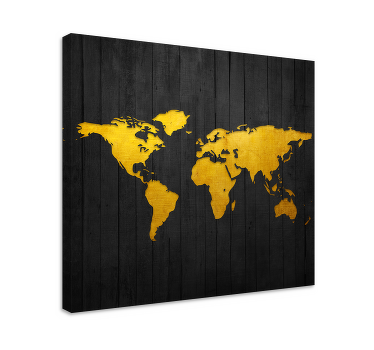 Quadro mapa mundi Dourado escuro - TenStickers