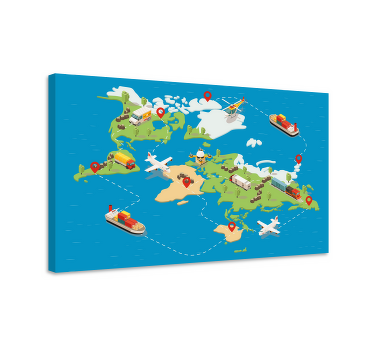 Quadro mapa mundi Viagem e transporte - TenStickers