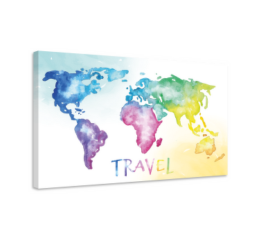 Quadro mapa mundi Viagem em aquarela - TenStickers