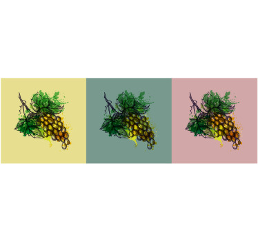 Uvas com tela de frutas verdes. Fundo colorido com uvas amarelas e cachos verdes. Decorar. Obtenha com frete imediato!
