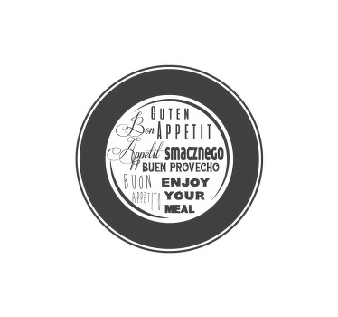 Tela motivacional de bom apetite. Fundo branco com semicírculo de textura preta e citação para o jantar. Decorar. Obtenha remessa imediata!