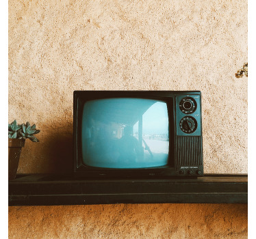 Impressão em tela com a ilustração de uma tevê vintage antiga original ótima para você preencher com uma atmosfera vintage o ambiente da sua sala de estar.