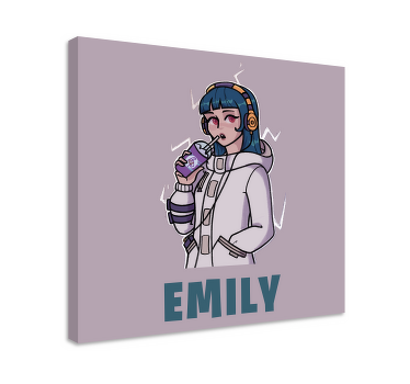 Quadro para quarto Cartoon headphone girl - TenStickers