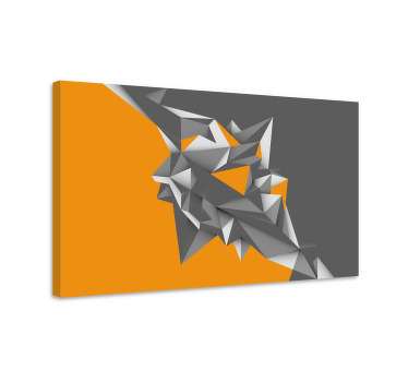 Quadro 3D Formas abstratas geométricas cinza e laranja - TenStickers