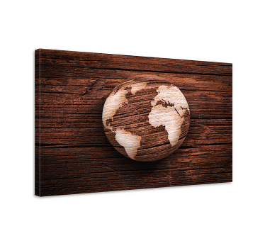 Quadro 3D Mapa mundial geográfico de madeira - TenStickers