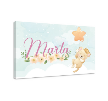 Quadro para bebê Leão fofo para menina com nome - TenStickers