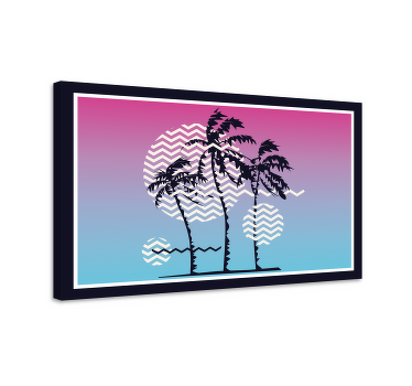 Quadro vintage Palmeiras retro pôr do sol - TenStickers