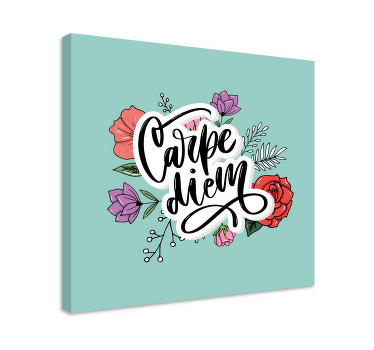 Quadro frase motivacional Padrão floral rosa carpe diem - TenStickers