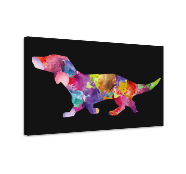 Quadro moderno Pintura de cão colorida em preto - TenStickers