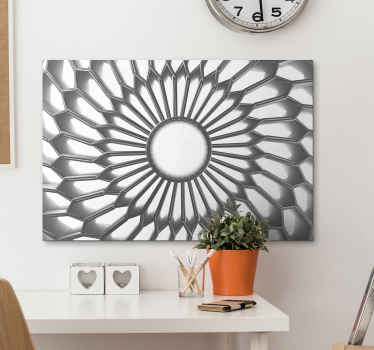 Arte de impressão em tela de mandala de efeito 3d. Uma tela moderna e elegante com padrão de mandala refletindo em um efeito de diamante. é original e fácil de pendurar.