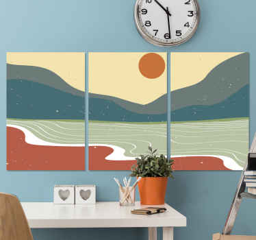Uma vista abstrata do mar nórdico com pinturas em tela de parede de paisagem de montanha que manteria seu convidado perguntando onde você comprou sua tela.