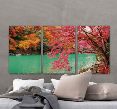 Hora de criar uma presença adorável e colorida da natureza em sua casa com este lago florestal com tela de arte em árvore. Impresso com acabamento de alta qualidade.