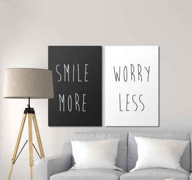 Sorria mais, preocupe-se menos impressão de tela de citação motivacional - esta citação sempre o lembraria de deixar suas preocupações para trás e usar mais de seu sorriso.