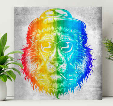 Quadro juvenil Leão com as cores do arco-íris - TenStickers