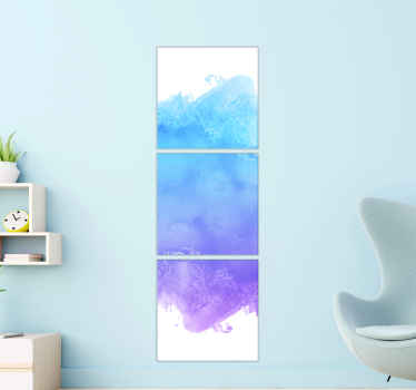 Respingo arte abstrata da parede da lona. Fundo branco com gradiente de cor azul claro e roxo. Aquarelas. Obtenha remessa imediata!