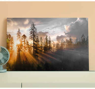 Floresta com tela de paisagem de nevoeiro e sol - que Vinil decorativode paisagem adorável para melhorar a aparência em qualquer espaço. Feito com material de qualidade.