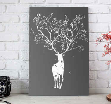 Arte em tela animal de veado de árvore - melhore qualquer espaço que desejar com o incrível efeito decorativo deste veado com impressão de arte em tela grande com chifre.