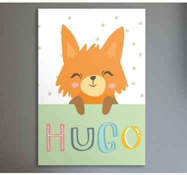 Raposa nórdica com imagens de animais com nome - telas bonitas para personalizar um berçário de bebês, para uma sala de jogos e outras áreas para crianças.