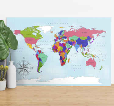 Quadro mapa mundi Mapa do mundo azul - TenStickers