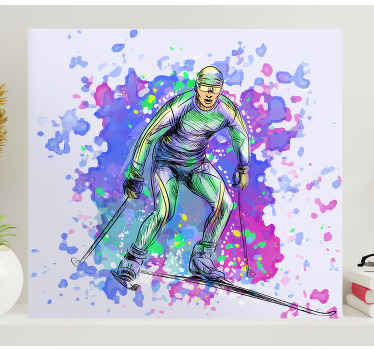 Impressões de arte em canvas de esqui legal. Obtenha este produtocom um toque de tinta colorida e um jogador do céu. Decorar. Obtenha remessa imediata!