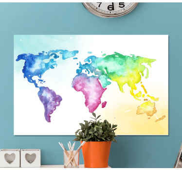 Quadro mapa mundi Gradiente colorido - TenStickers