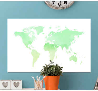 Quadro mapa mundi Pintado de verde - TenStickers