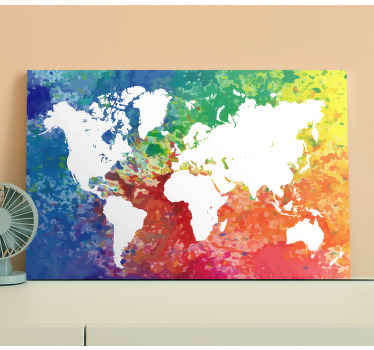 Quadro mapa mundi Sillhouette colorido artístico - TenStickers