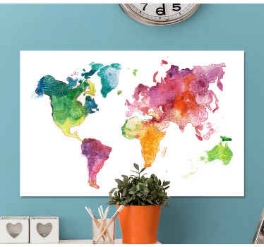 Quadro mapa mundi Colorido - TenStickers