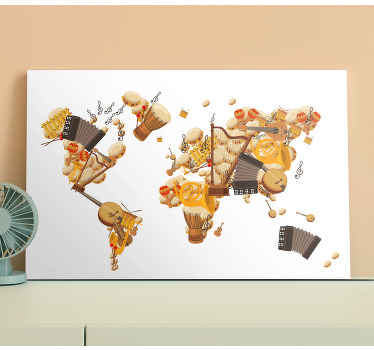 Quadro mapa mundi Instrumento musical - TenStickers