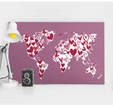 Quadro mapa mundi Amor coração - TenStickers