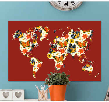 Quadro mapa mundi Mapa mundial de borboletas - TenStickers