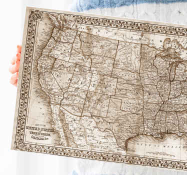 Quadro mapa mundi Vintage américa do norte - TenStickers