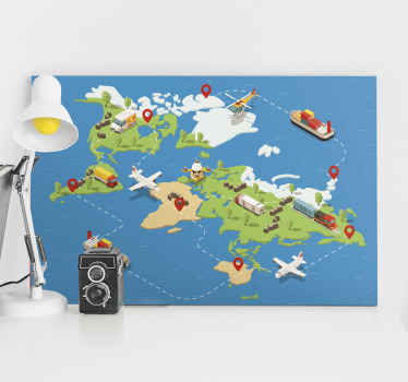 Quadro mapa mundi Viagem e transporte - TenStickers