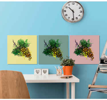 Uvas com tela de frutas verdes. Fundo colorido com uvas amarelas e cachos verdes. Decorar. Obtenha com frete imediato!