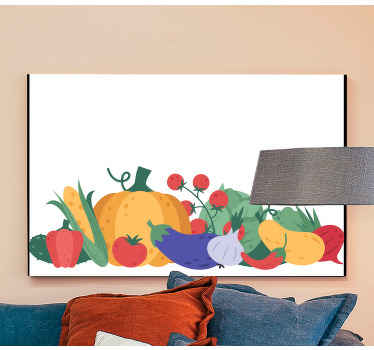 Vegetais sutis e telas de frutas. Fundo branco com frutas e vegetais pintados coloridos espalhados ao redor. Envio imediato!