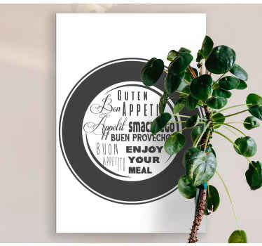 Tela motivacional de bom apetite. Fundo branco com semicírculo de textura preta e citação para o jantar. Decorar. Obtenha remessa imediata!