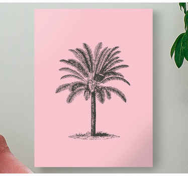 Rosa palm tree produtocanvas art. Fundo rosa com palmeira estilo lápis preto. Simples e eficaz. Envio imediato!