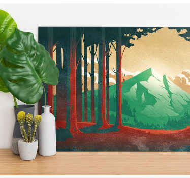 Floresta dos desenhos animados com tela de paisagem de montanha. Montanha verde ao fundo. Floresta asiática. Decorar. Obtenha remessa imediata!