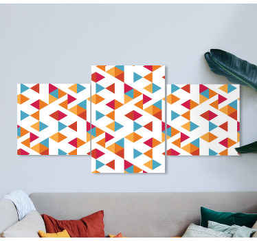 Tela geométrica de padrão de diamante. Fundo branco com diamantes horizontais coloridos em um padrão. Decorar. Envio imediato!