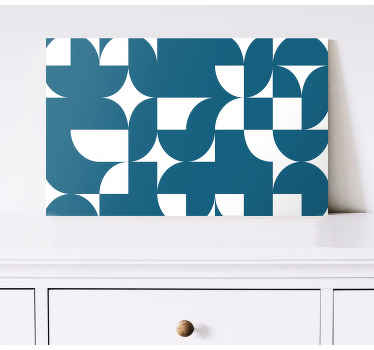 Tela geométrica de padrão azul e branco. Padrão geométrico justaposto azul e branco. Decore suas paredes. Obtenha remessa imediata!