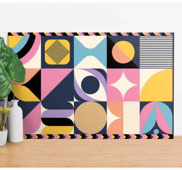Várias figuras pintando telas geométricas. Obtenha este produtoe desfrute de todos os elementos exclusivos que você pode usar para mudar a aparência de sua parede.
