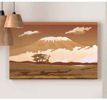 Kilimanjaro brown landscape canvas. Paleta de cores marrons cartoon kilimanjaro landscape. Decore suas paredes. Obtenha remessa imediata!